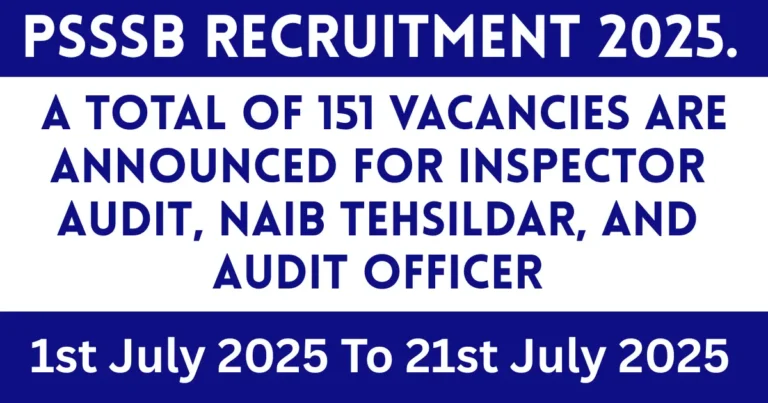 PSSSB Recruitment 2025.